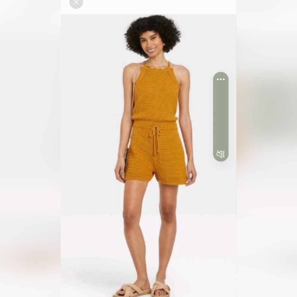 NWT Universal Thread Women's Tie-Front Romper Yellow Size XL